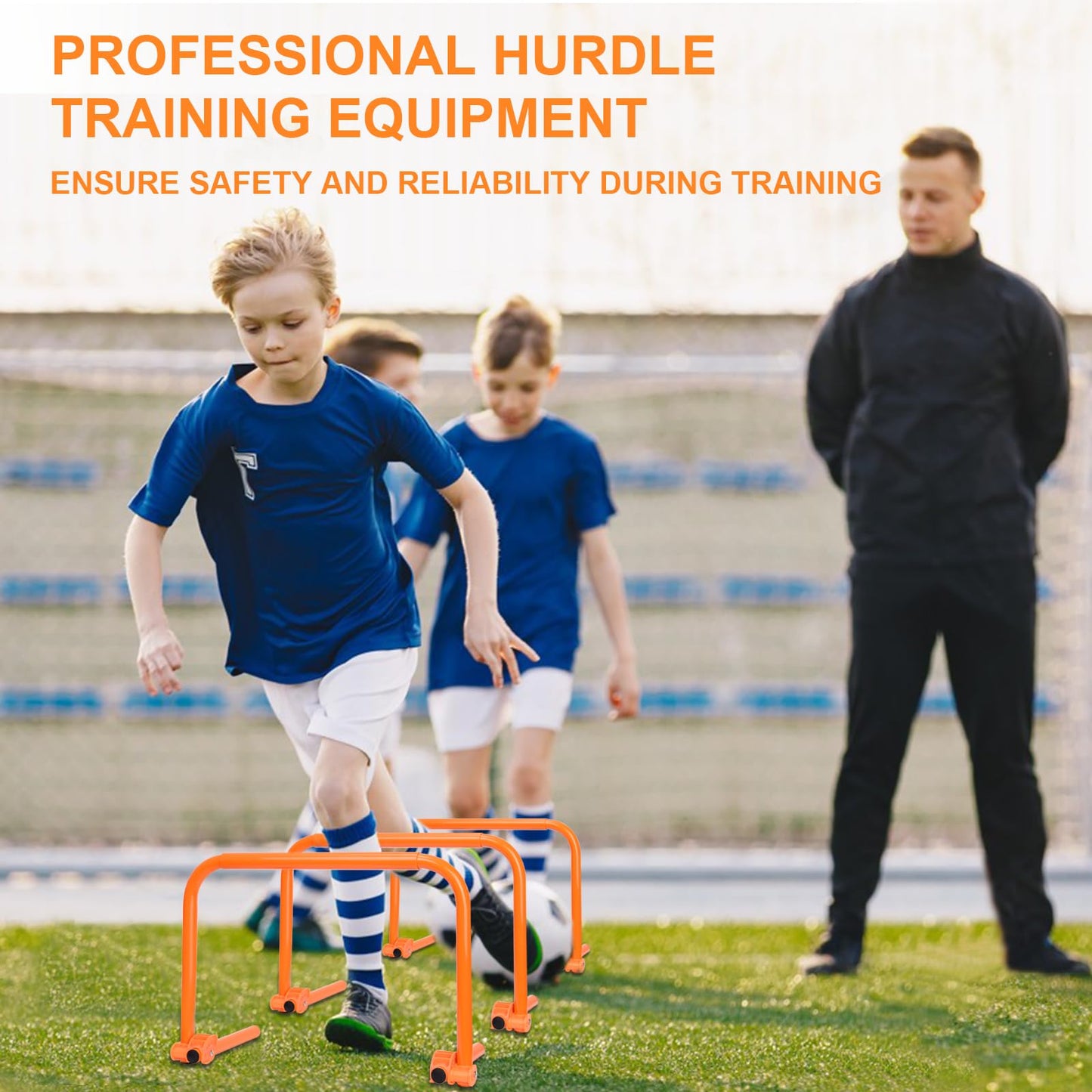 Hikeen Agility Speed Training Hurdles, Adjustable Agility Training Hurdles for Football, Basketball, Soccer Hurdles Training Equipment Set of 12, with 12 Marker Cones