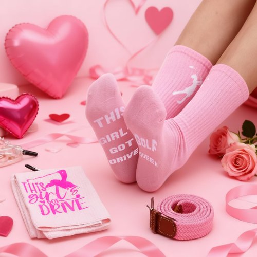 Patelai Pink Golf Gifts for Women Funny Golfing Accessories Gifts Set for Golfer Lovers Includes Golf Balls Tumbler Portable Bag Tees Metal Divot Repair Tool Towel Sash Socks Mother's Day Favor