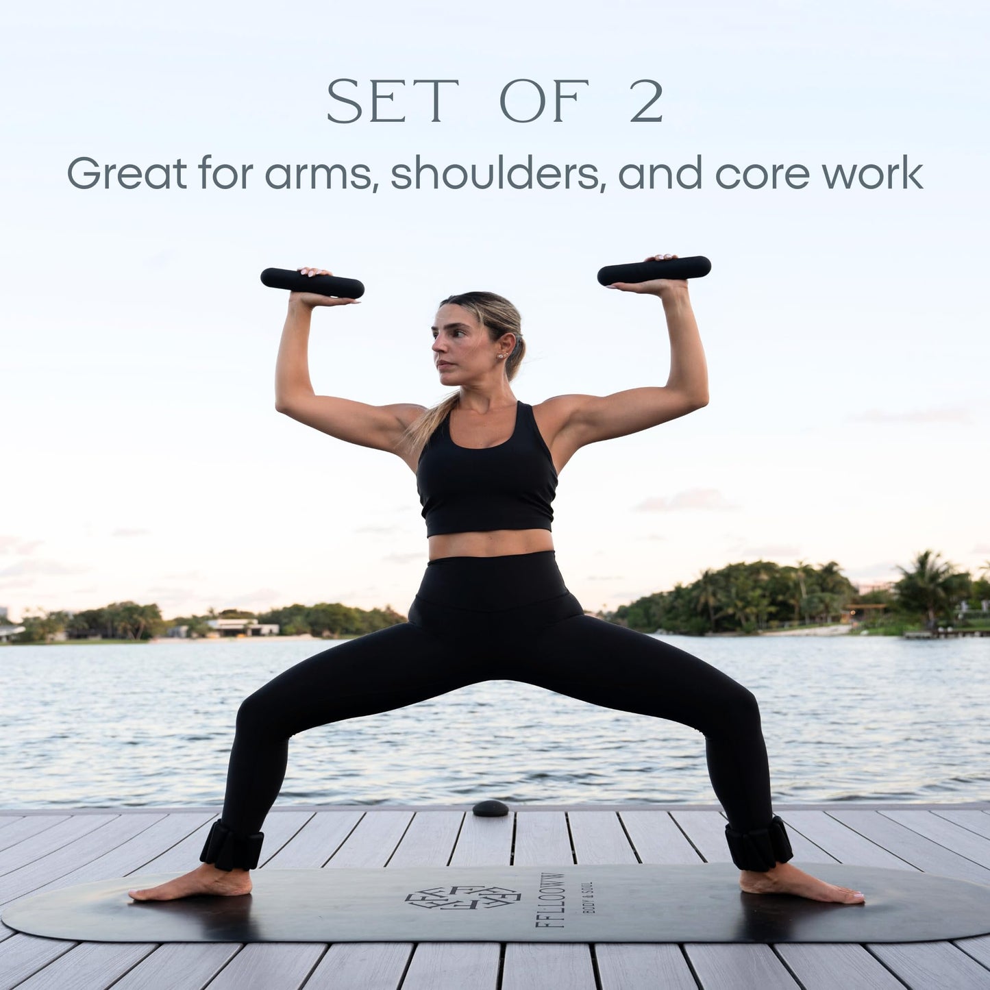 FFLLOOWW 2.2 lb Dumbbells for Training, Exercise & Home Workouts – Yoga, Pilates, Sculpting, Toning & Strength (Set of 2)