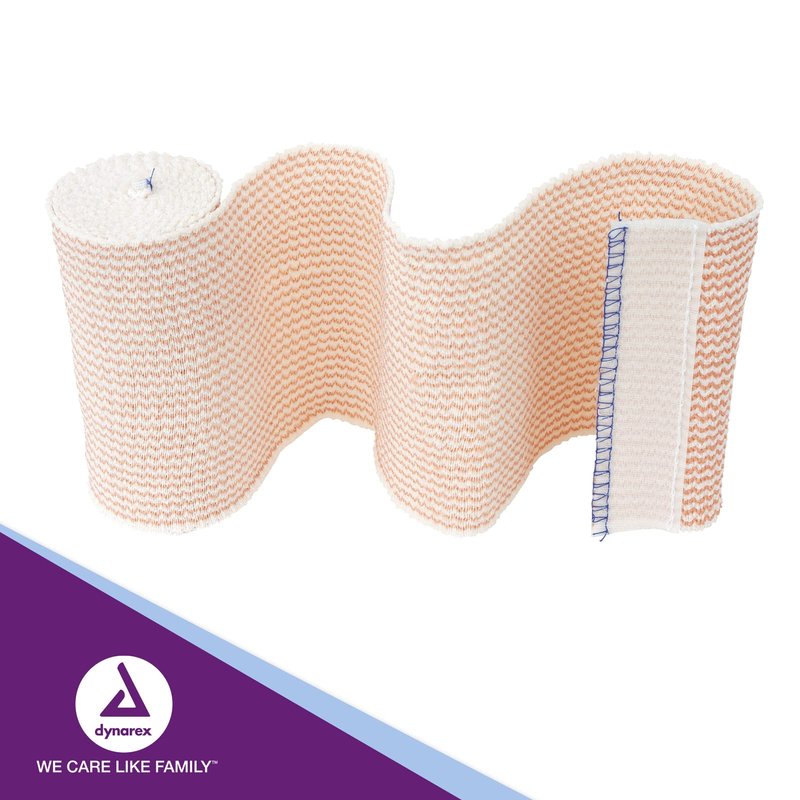 Dynarex Elastic Bandages with Self-Closure, 4" x 5 yds, Provides Compression for Injuries, Made from Polyester, Cotton, and Spandex, Non-Sterile and Latex-Free, 10 Rolls of Dynarex Elastic Bandages