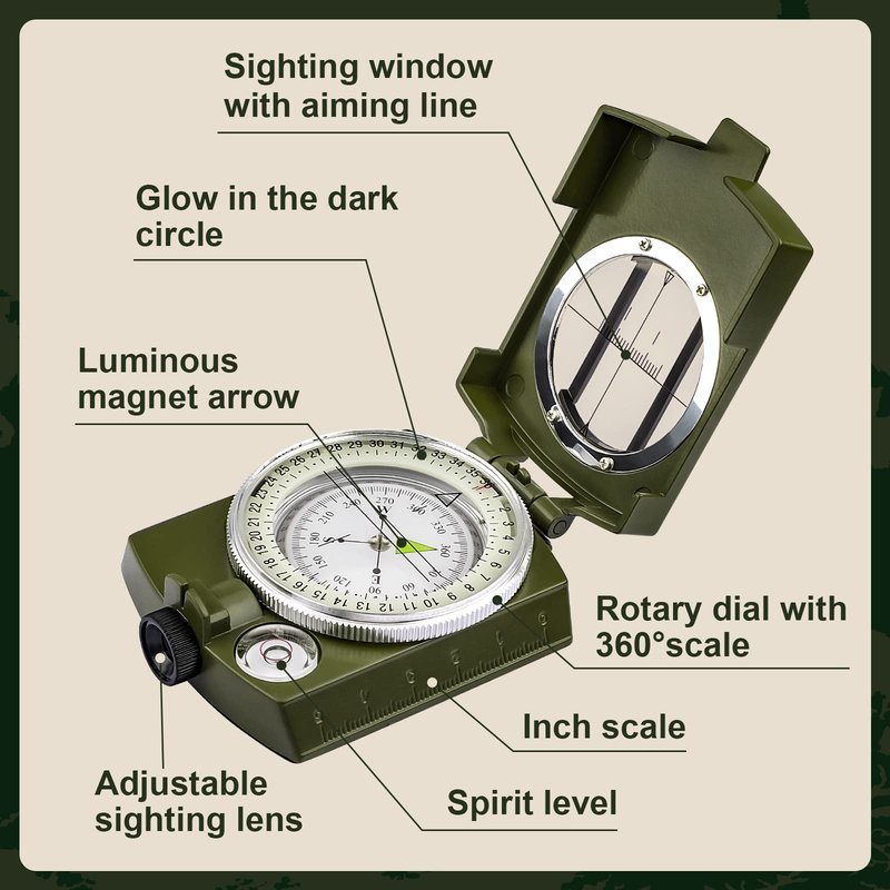 INMAKER Compass, Compass Hiking with Survival Whistle, Luminous Gift for Kids, Apply to Outdoor Survival, Camping and Navigation