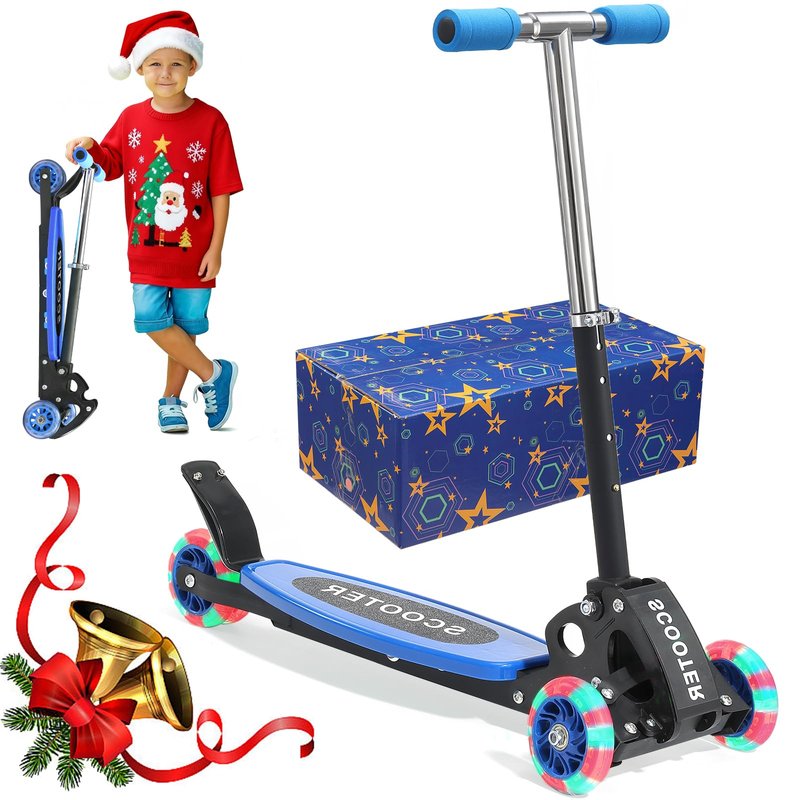 3 Wheel Scooter for Kids 3-7, Heavy Duty 120 lb Scooters for Age 5 Boy Girl, Foldable Toddler Scooters with Height Adjustable Handlebar, Lean-to-Steer Wheels, Anti-Slip Deck, Kick Scooter Child Gift
