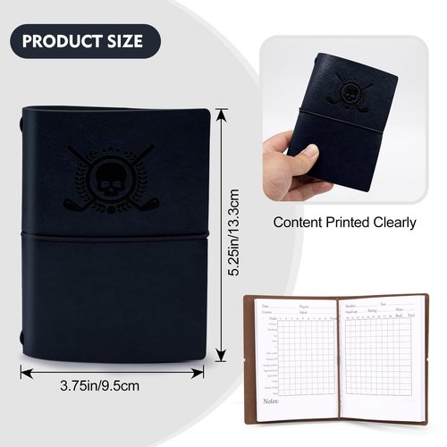 BAIRBRE Golf Scorecard Book Leather Golf Yardage Book with Pencil Golf Score Book Golf Gift for Men&Women Sports and Outdoor Golf Club Accessories,Navy Blue