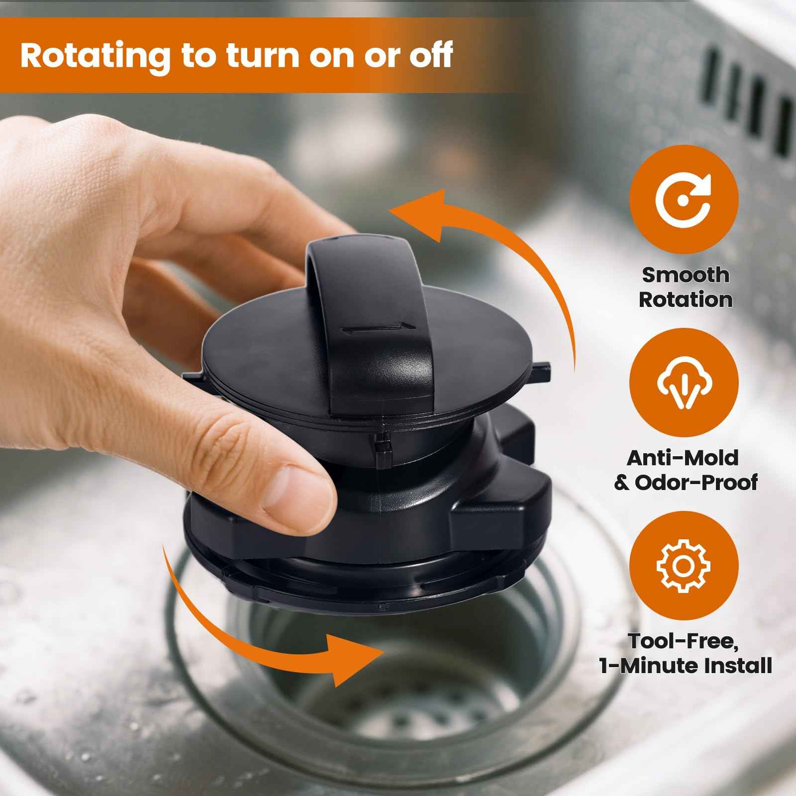 Garbage Disposal Magnetic Stopper 75257 for ISE Cover Control & Pro Cover Control Disposer, Replaces 75052/74094/74052/74275, ABS Black