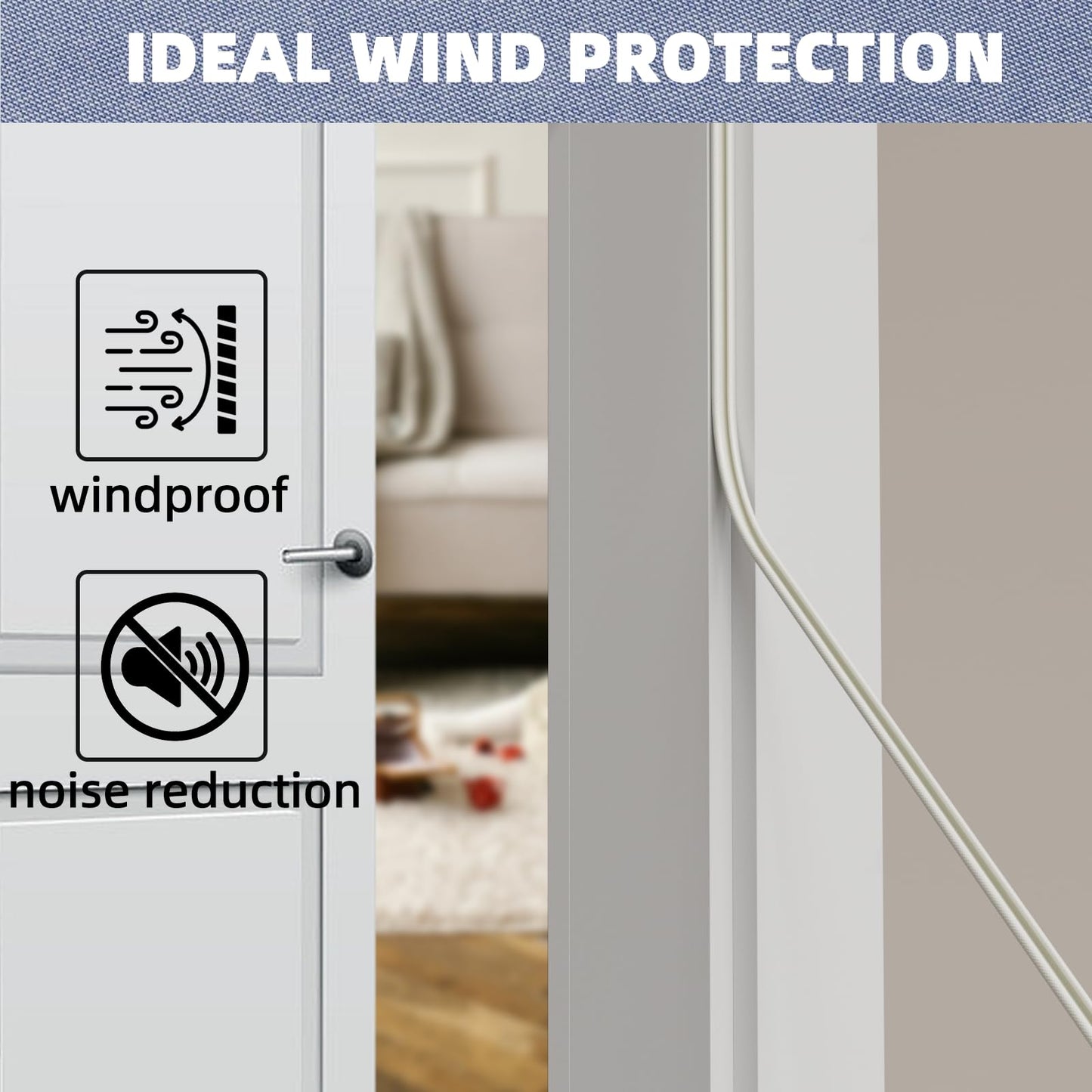 Foam Weather Stripping Door Seal Strip, V Shape Self-Adhesive Backing Door Weatherstripping for Door Frame Insulation Small Gap,Anti-Collision Soundproof Windproof Dustproof Tape（19.7Feet,White）