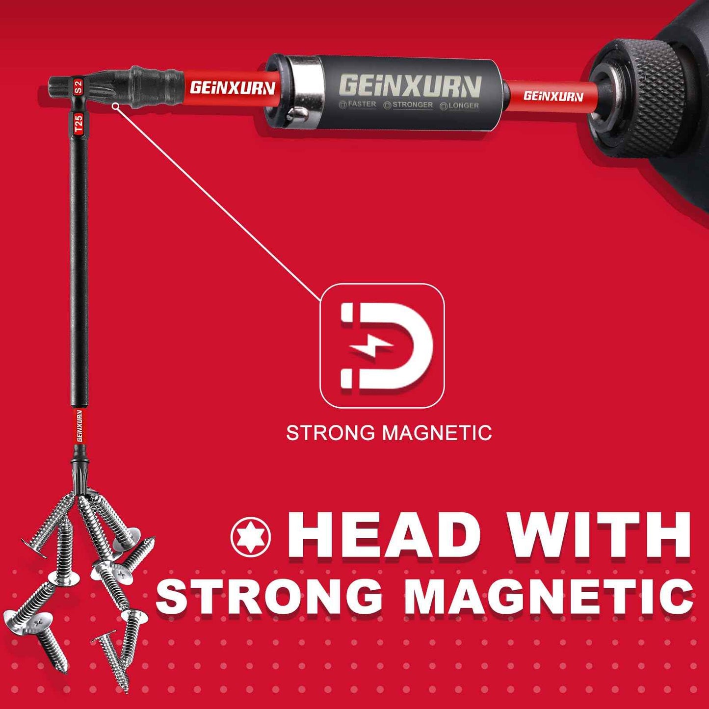 GEINXURN 20Pack Impact Tough #25 Torx 6 in. Insert Driver Bits, Magnetic T25 Head Power Bits, S2 Alloy Steel T25 Screwdriver Bits Set Bulk