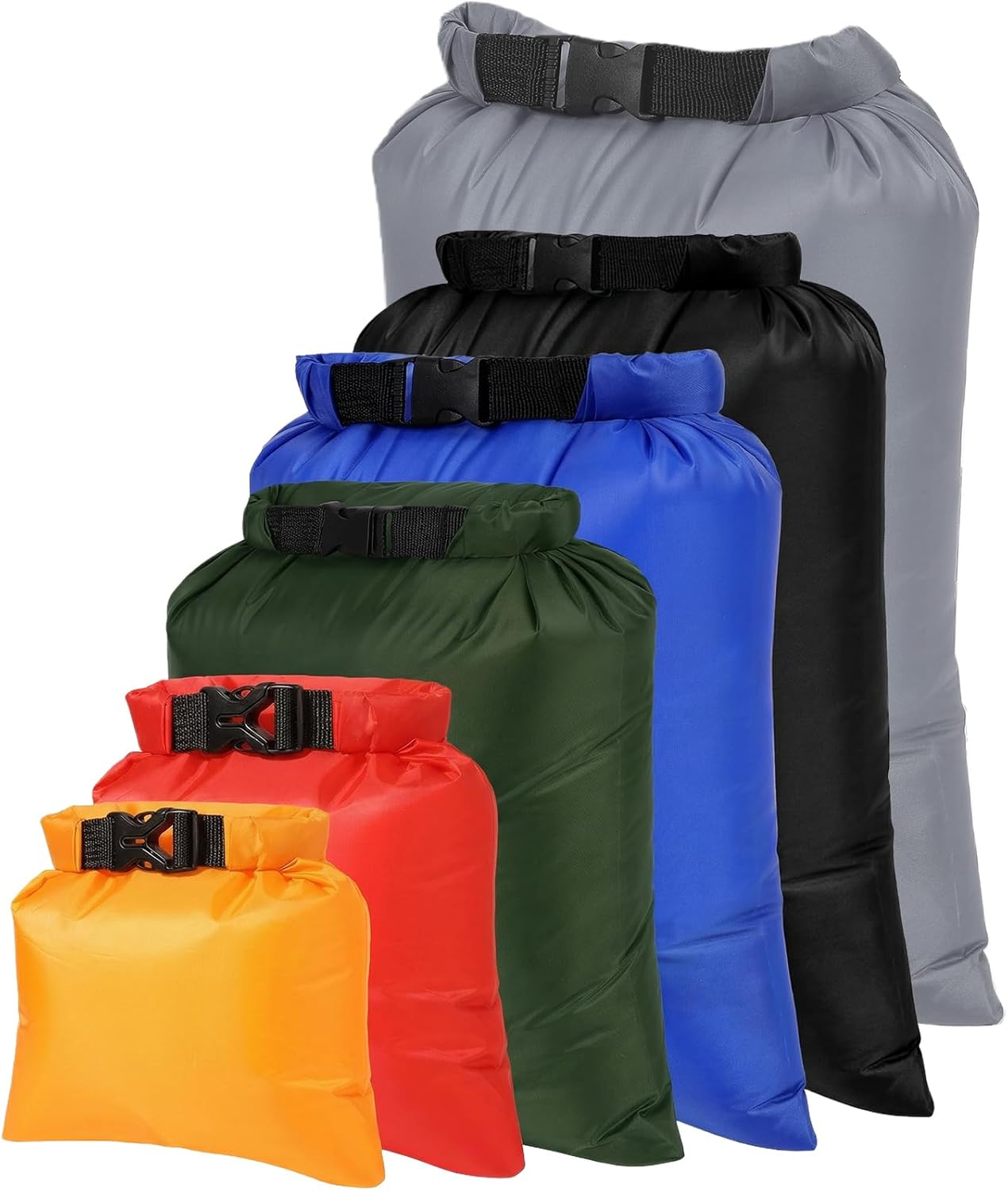 Skiennix Waterproof Dry Bags Set - 6-Pack Ultralight Stuff Sacks for Hiking, Camping & Travel