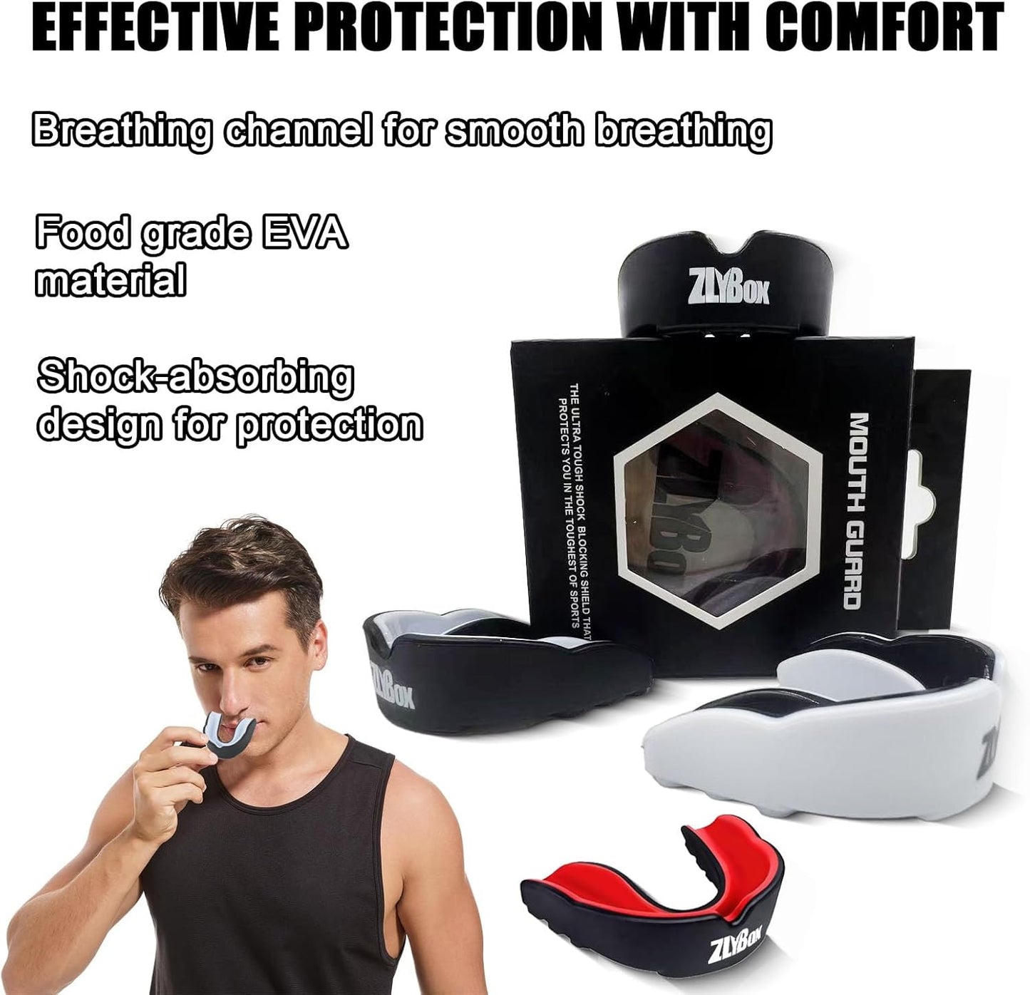 Skiennix Dual-Layer Sports Mouth Guard - Ultimate Dental Protection for All Contact Sports | Black & White