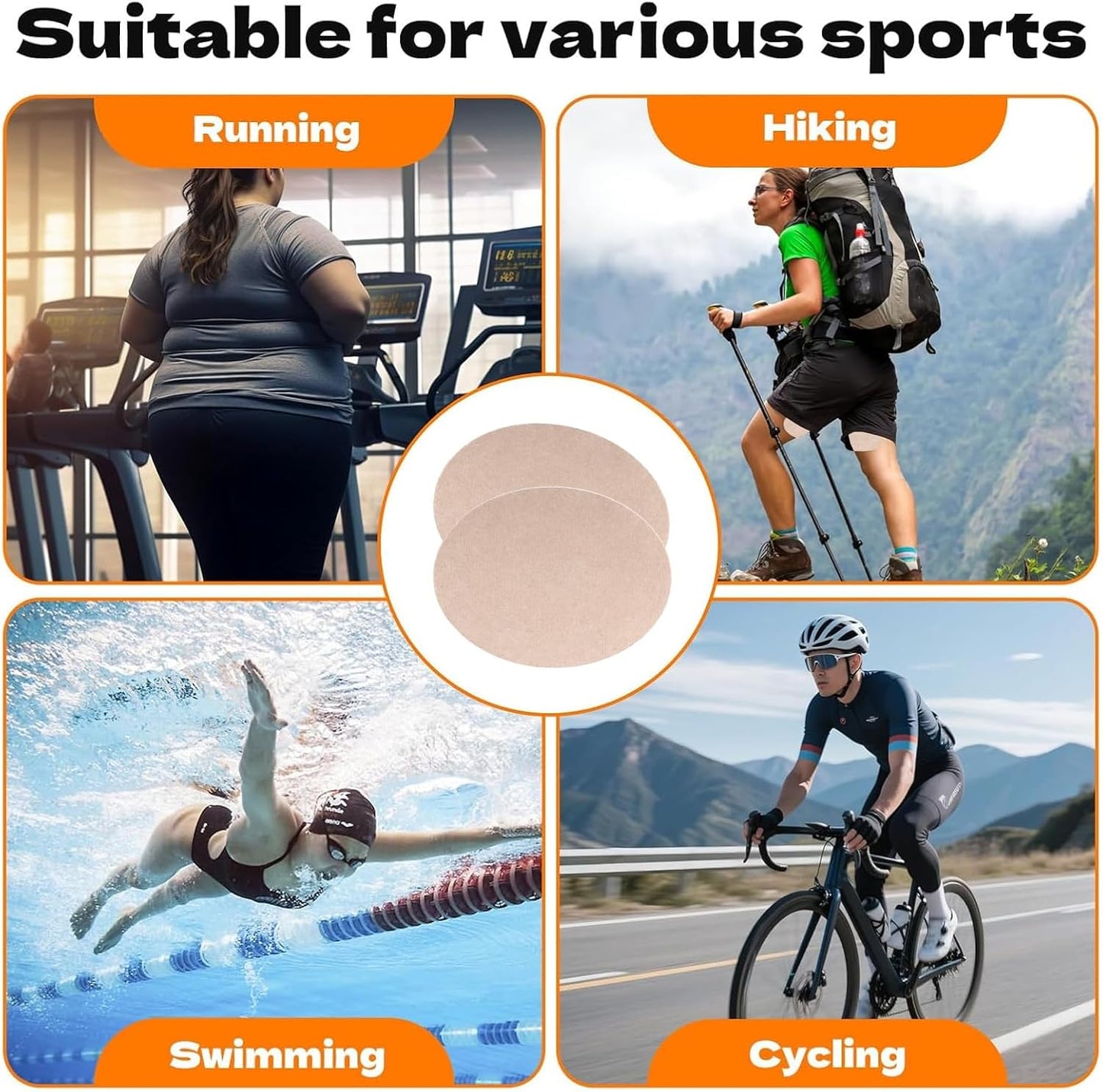 Skiennix 14 Pcs Inner Thigh Anti-Chafing Patches - Sweatproof Light Skin Tone Friction Pads for Women
