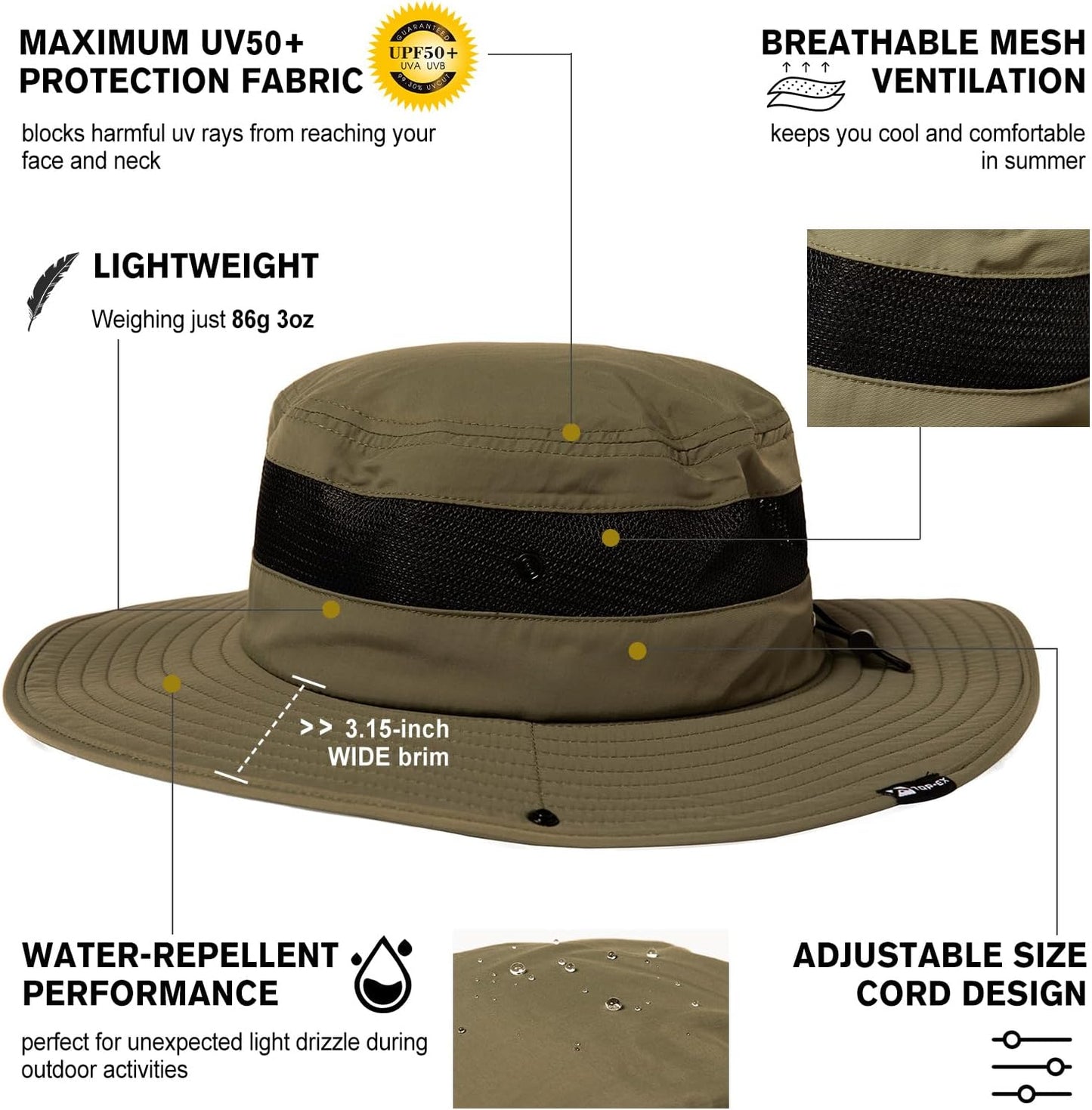 Skiennix Waterproof Golf Bucket Hat - UPF50+ Sun Protection | Oversized XL/XXL for Big Heads