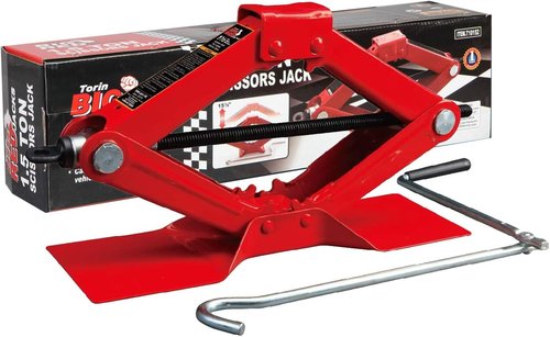 BIG RED T10152 Steel Scissor Lift Jack - 1.5 Ton (3,000 lb) Capacity Car Kit in Red