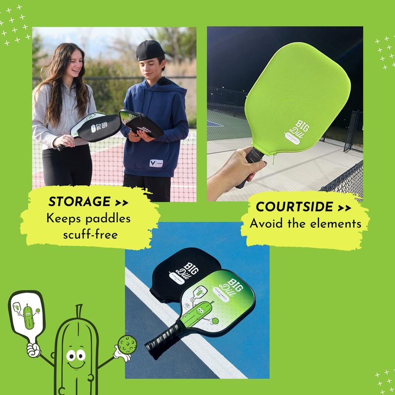 Big Dill Pickleball Neoprene Pickleball Paddle Cover Only | Case Fits Pickleball Rackets up to 8.25" Wide Pickle Ball Paddle Sleeve and Pickle Ball Paddle Covers (Black)