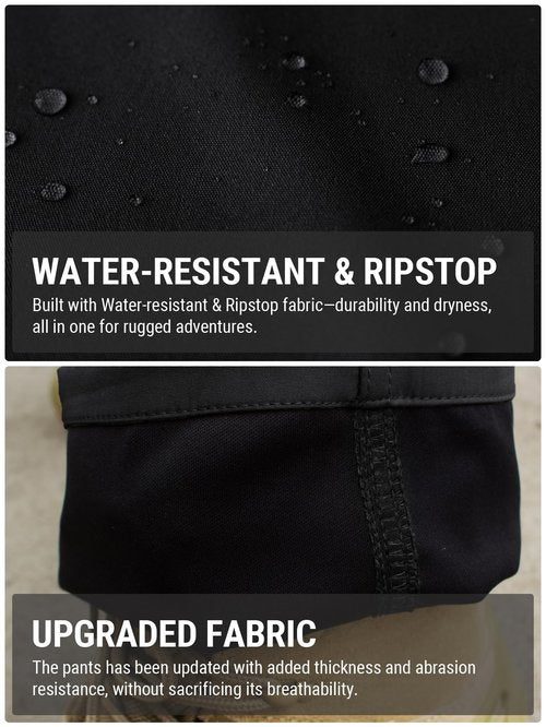 FLYFIREFLY Men's Tactical Cargo Pants Water Resistant Ripstop Outdoor Quick Dry Hiking Work Pants with Pockets(No Belt) Black