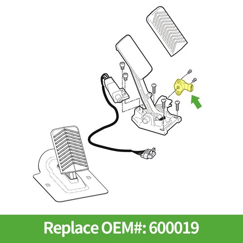 10L0L Golf Cart Accelerator and Brake Pedal Rotary Position Sensor for EZGO RXV 2008-Up Electric Golf Cart, Replace OEM 600019, Accelerator Position Sensor