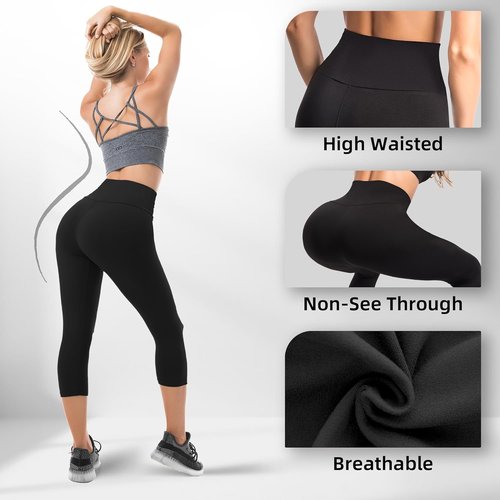 Ipletix Capri Leggings - High Waisted Buttery Soft Opaque Yoga Pants with Pockets | 2-Pack for Women