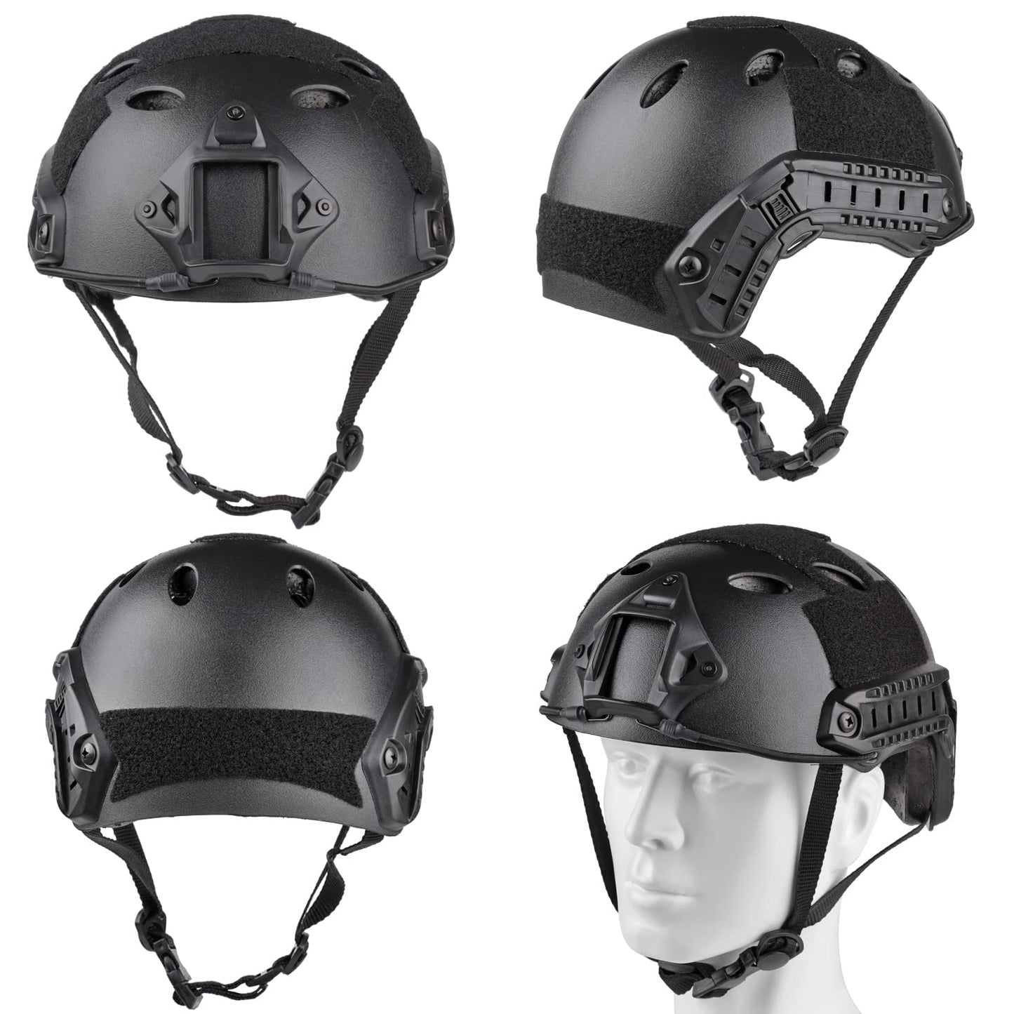 VPZENAR Airsoft Helmet and Full Face Mask,Paintball Black Helmet with NVG Mount Side Rail,Men's Military Costume Tactical Gear(PJ Gray)