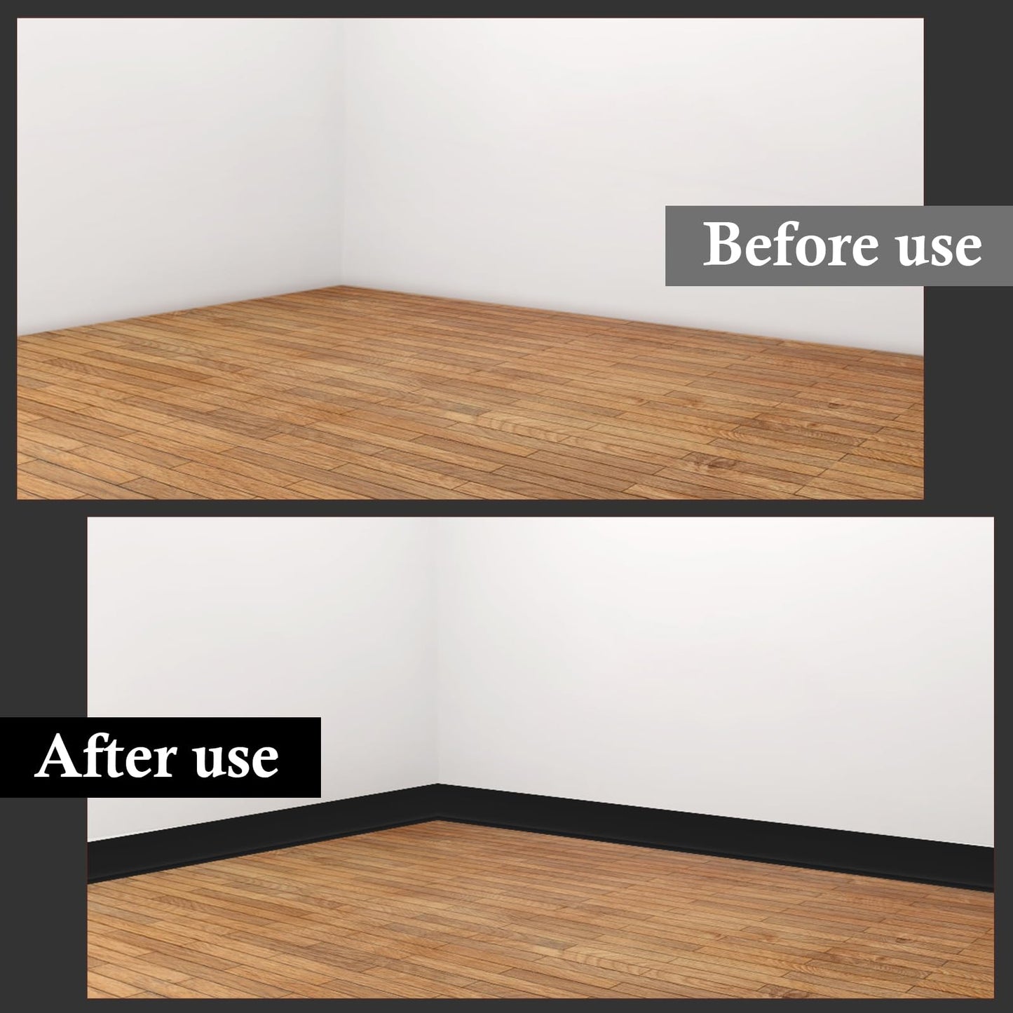 POPAKAN Flexible Baseboard Molding Trim 4" x 60 ft, Self-Adhesive Vinyl Wall Base Cove Base, Peel and Stick Rubber Wall Base Molding Trim - Black