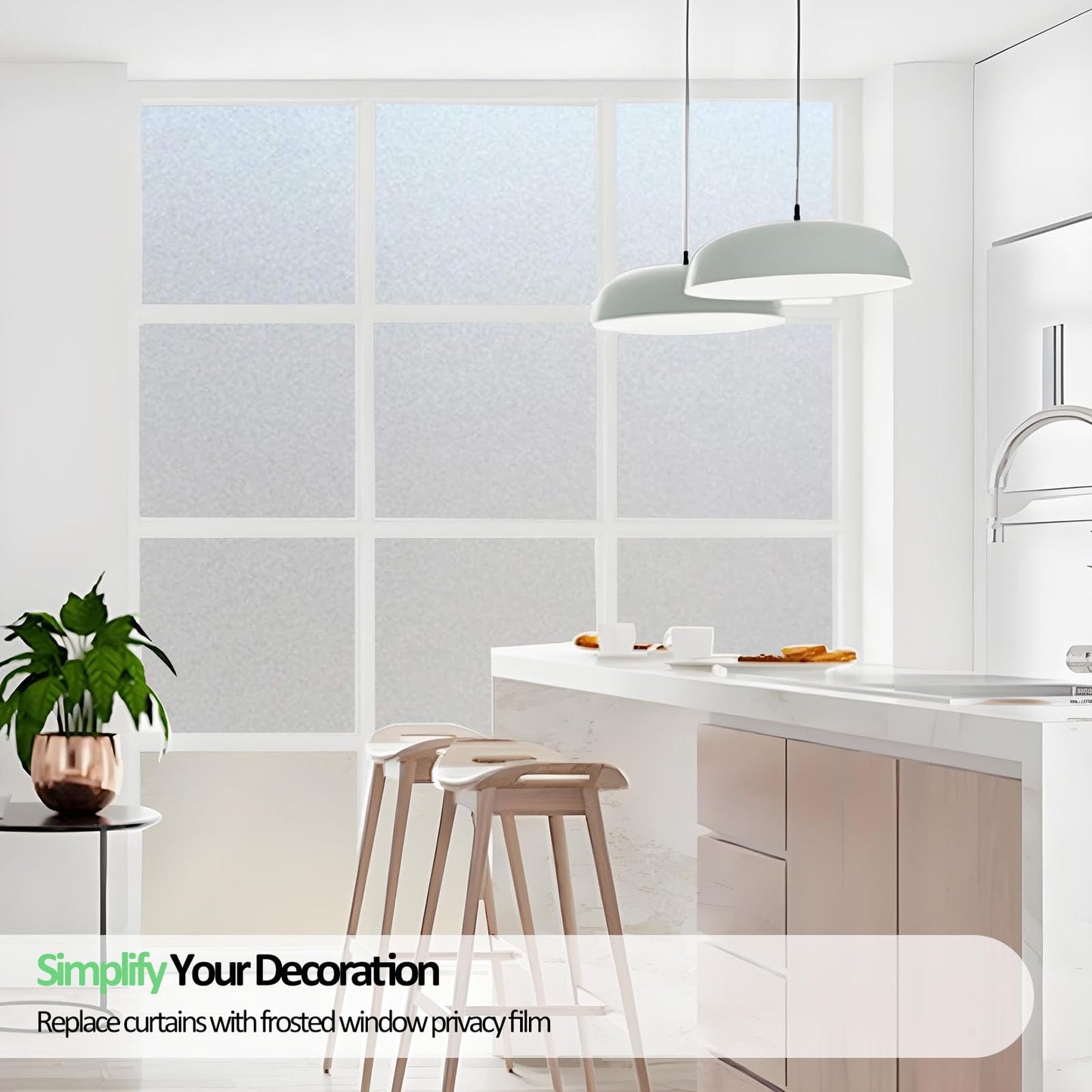 ZHMRROAD Frosted Glass Window Privacy Film Removable Heat Blocking UV Protection Static Cling Window Film for Bathroom Home Door Office Pure 17.5 x 78.7 Inches