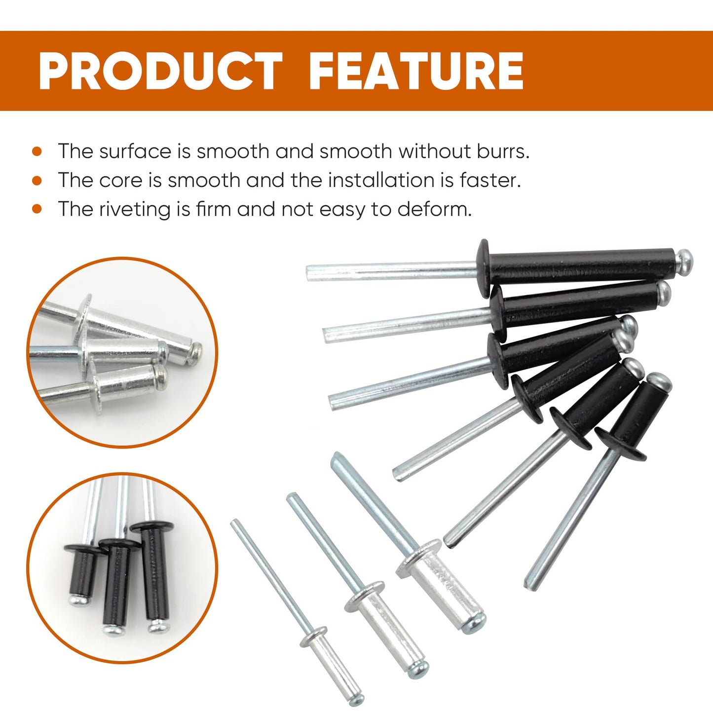 ALLCLEAN 110 Pcs 3/16" x 1" Aluminum Blind Rivets,4.8 x 25mm Pop Rivets,Aluminum Grip and Steel Mandrel