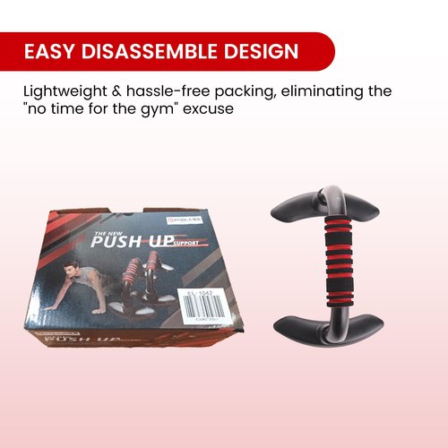 Endless EL1042 Push Up Stands With Foam Handle | Material: Steel, Plastic | For Upper Body Workouts | Comfortable Foam Grip | Non-Slip Bars and Less Wrist Strain | Color: Black-Red