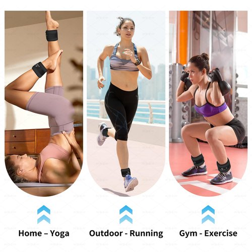ELEAMY Ankle Weights for Women & Men - 1lb/2lb/3lb Pairs for Walking, Running, Yoga, Fitness - Premium Ice Silk Fabric - Comfortable, Durable & Tear Resistant - Black (2.0lb*2)