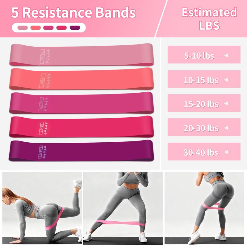 SirDone Pilates Kit for Women, Pilates Equipment for Home Workouts, 13-Piece Pilates Essentials Kit with Pilates Ring and Ball Set, Socks, Figure‑8 Exercise Band, 5-Level Resistance Bands, Bag(Pink)