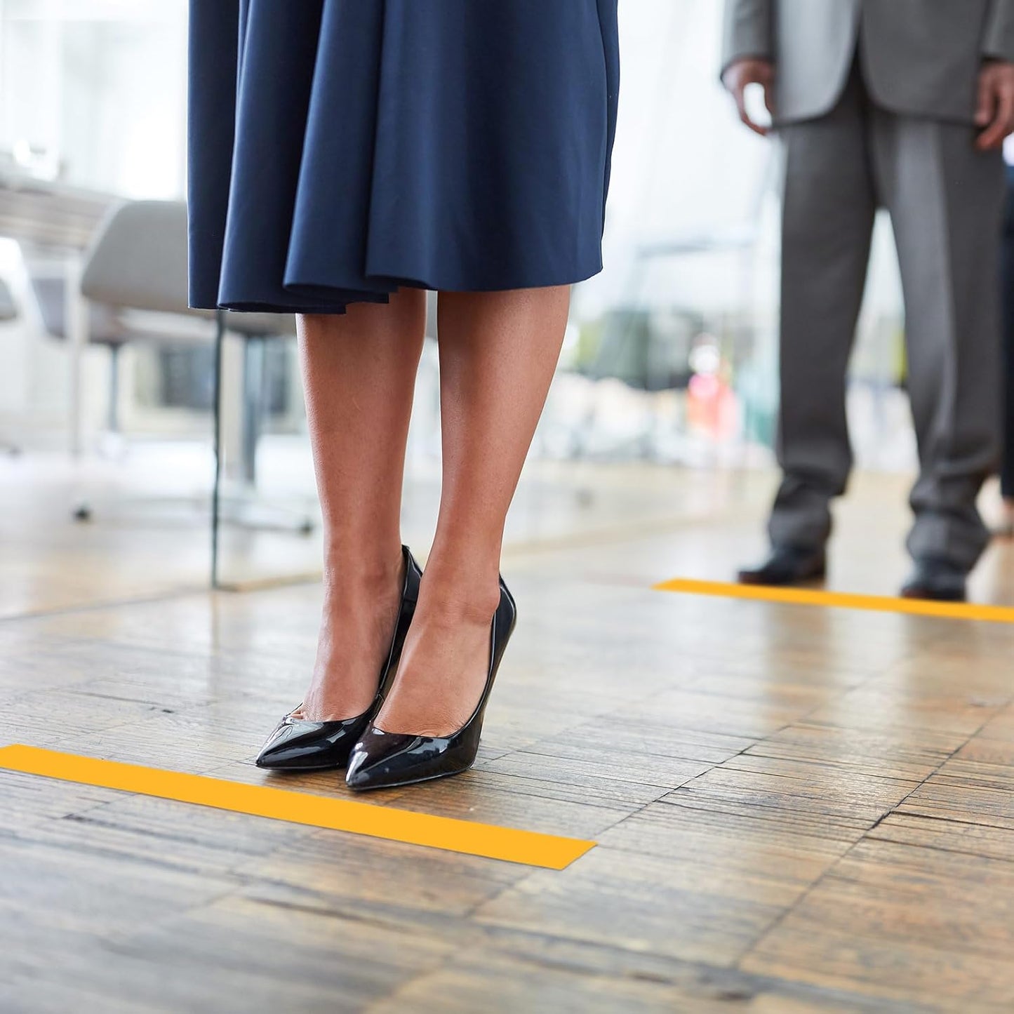 Outus Floor Marking Tape - Durable 2" Yellow Non-Abrasive Tape for Social Distancing | 100' Length, 9 Rolls