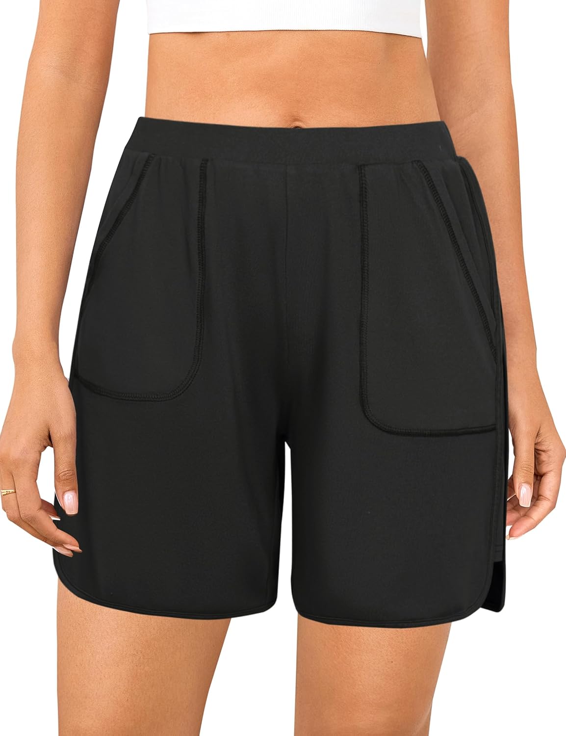 Quenteen Women's Athletic Sweat Shorts - Casual Summer Lounge Style with Elastic Waist & Pocket