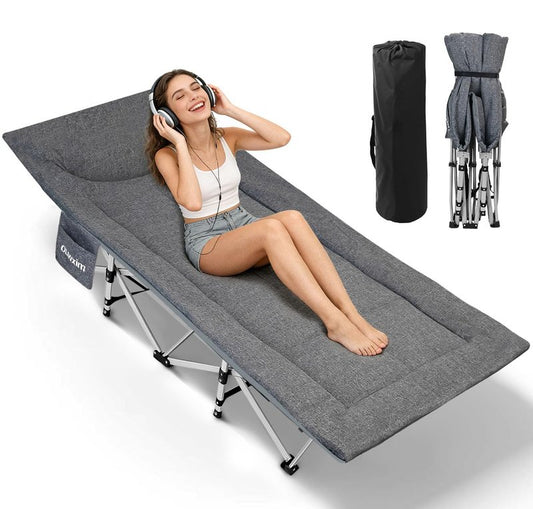Ouwxim Camping cots for Adults,Cots for Sleeping,Cushion and Pillow, Camping Tent cot,High Weight Capacity, Compact Storage,with Carry Bag,Ideal for Outdoor Camping, Office use,Napping, Beach Trips