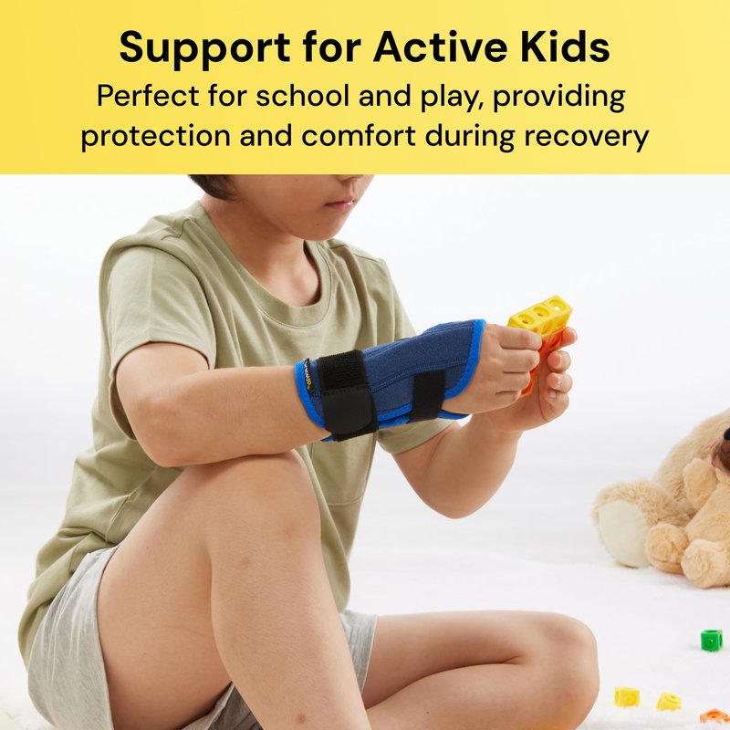 BraceUP Stabilized Kids Wrist Brace- Youth Wrist Support, Kids Wrist Splint, Child Wrist Brace for Daily Use, Boys and Girls height 3’3” to 4’11”, size 3-12 (Left Hand)