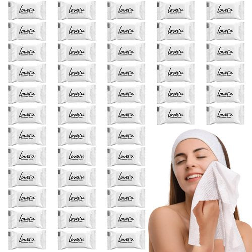 Hoemwarm 60 Pcs Disposable Washcloths for Travel, Large Size Thickening Compressed Towel Cotton Portable Face Towels for Camping, Hiking, Sports, Makeup Removal(11.8x9.4 inch, White)