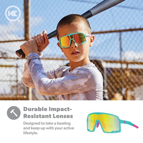Knockaround Kids Campeones Sport Sunglasses for Kids - Shield Sunglasses - UV400 Protection - Baseball