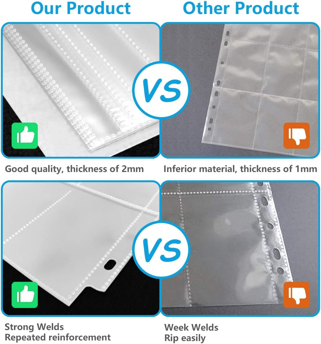 WOT 9-Pocket Trading Card Sleeves - 1440 Double-Sided Clear Page Protectors for Sports & Game Cards