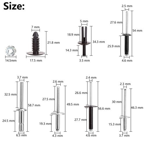 10L0L Golf Cart Complete Body Metal Rivet Hardware Kit for 1994+ EZGO TXT Gas/Electric with Extra 10 PCS Plastic Fastener Tree Rivets
