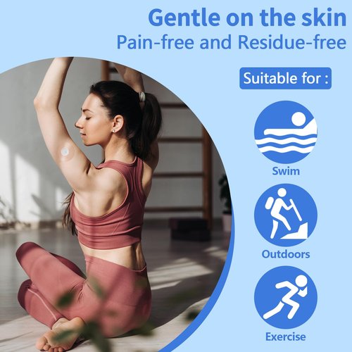 funpatch 100Pack Freestyle Sensor Covers for Libre 3 Plus, Waterproof Libre 3 Plus Sensor Covers CGM Tape Transparent Full Cover Patch Hypoallergenic Latex-Free Long Stay for 15 Days