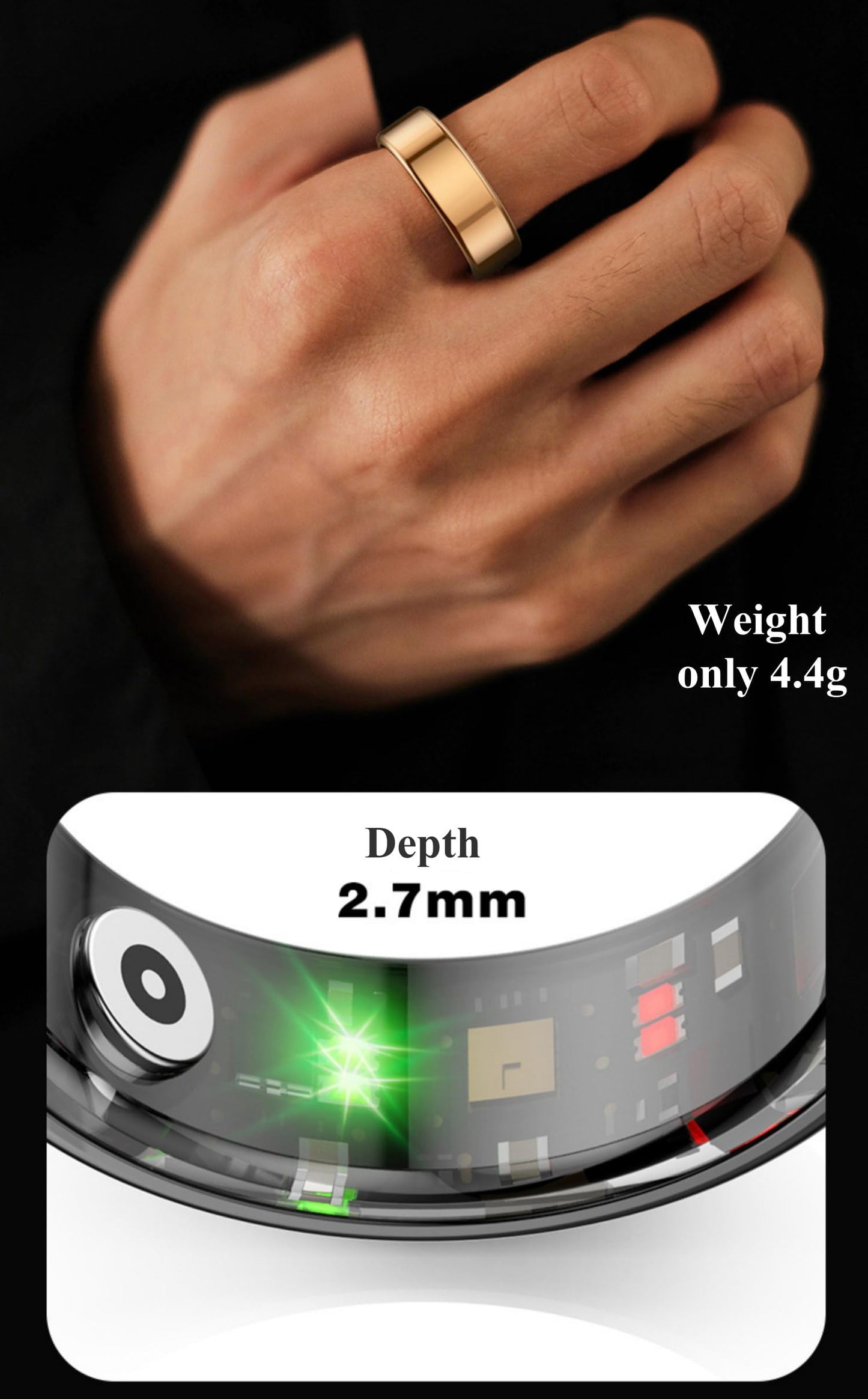 Smart Ring for Women Men, Smart Health Ring w/Sleep Heart Rate Blood Pressure Oxygen Monitor Waterproof Fitness Tracker Pedometer Calories Step Counter, Rose Gold #11