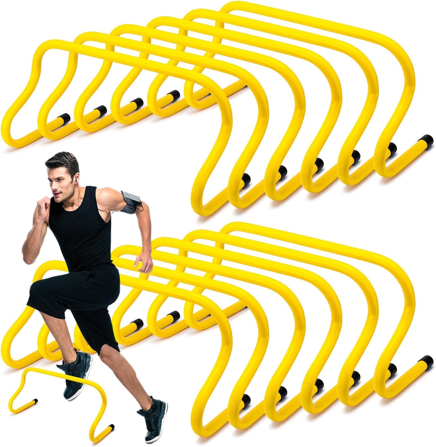 Wettarn 12 Pcs 9" Agility Hurdles - Durable Speed Training Equipment for Soccer, Basketball & Football