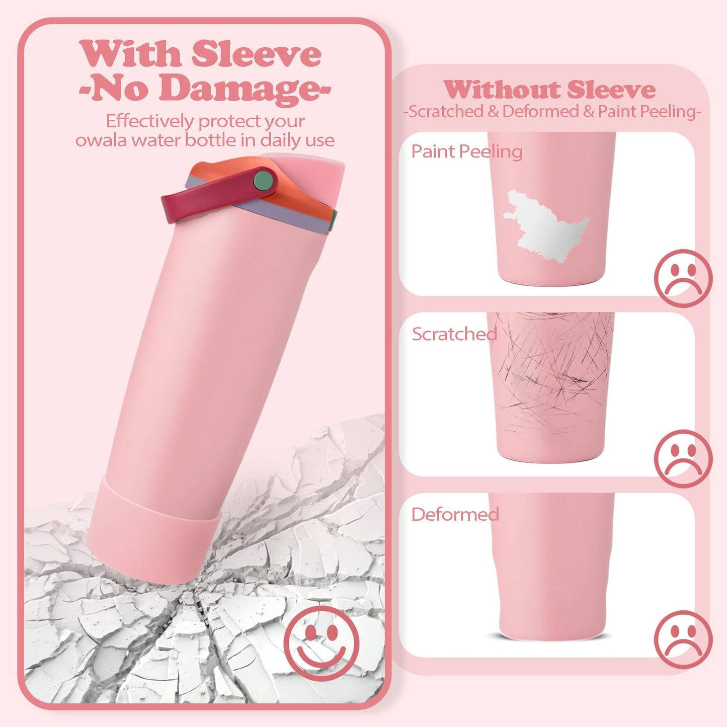 Kaitiaki 2PCS Silicone Boots for Owala 30oz & 40oz FreeSip Sway Bottles & Tumblers – Non-Slip, Scratch-Resistant, Stability Enhancer for Owala Accessories (Sugar High Pink)