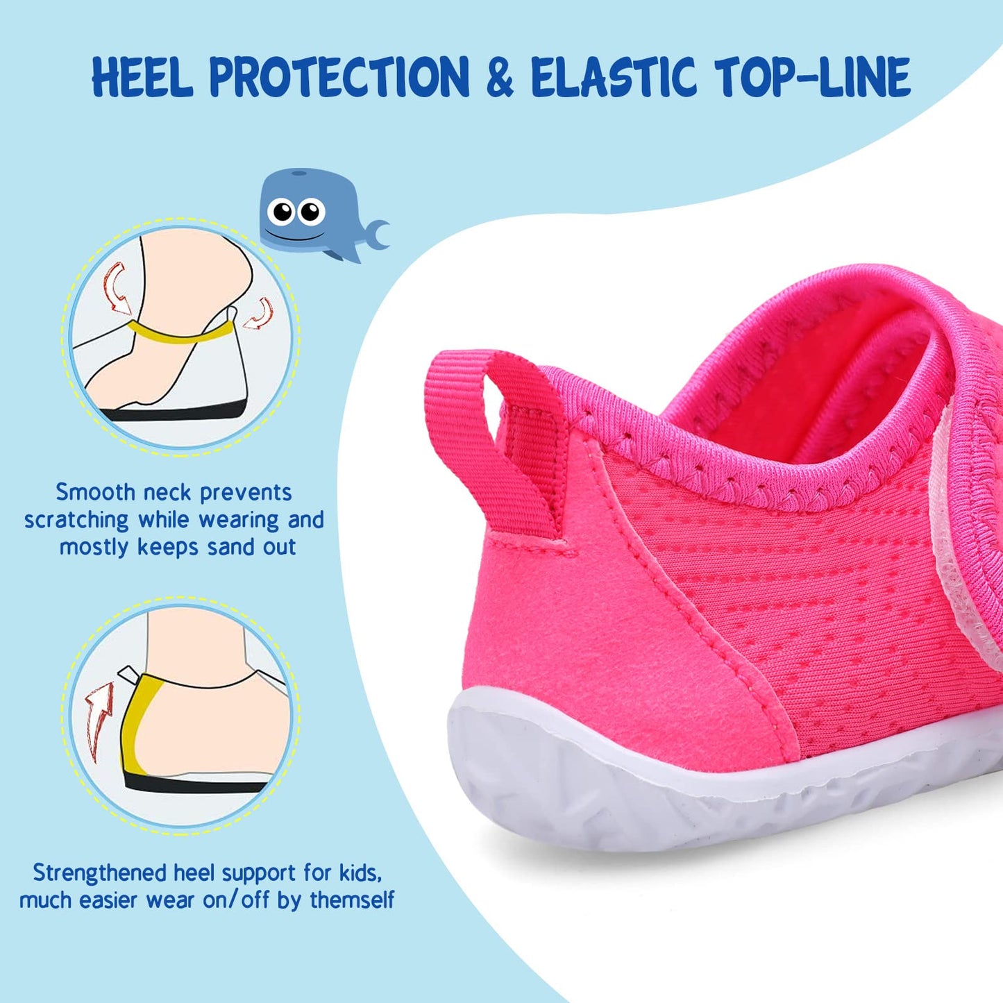 LeIsfIt Boys Girls Water Shoes Kids Aqua Socks Toddler Quick-Dry Swimming Shoes Non-Slip Summer Shoe for Beach Pool Surf, Dark Pink, 9 Toddler