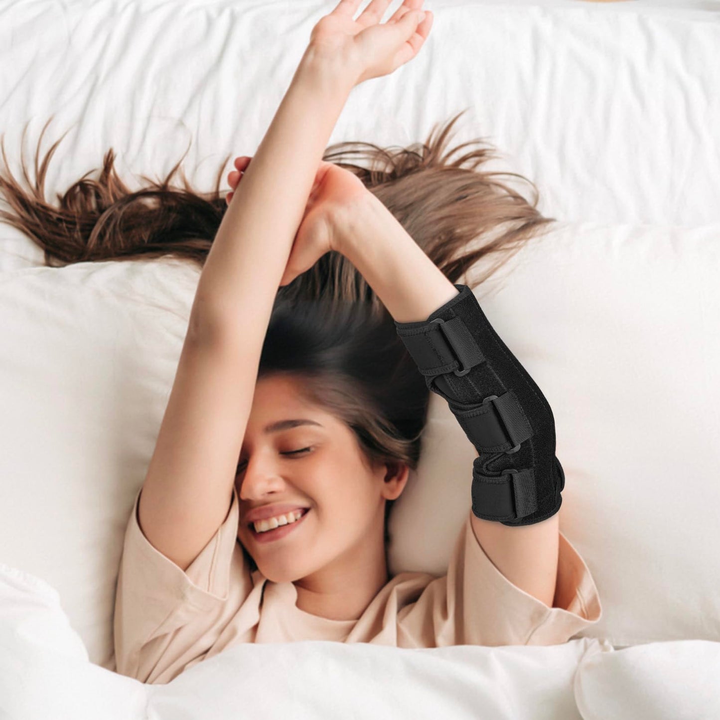 Clheatky Elbow Brace, Cubital Tunnel Elbow Brace, Elbow Splint for Sleeping Tendonitis, Ulnar Nerve Entrapment Brace Fit Women & Men, Right & Left Arm (L)