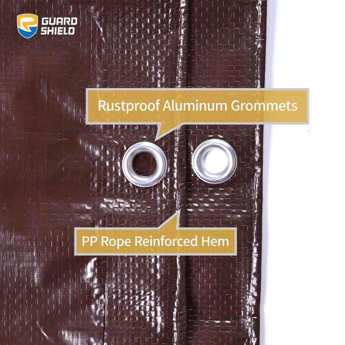 GUARD SHIELD Brown Tarp 10x10 Feet Waterproof Tarps Lightweight Camping Tarp Outdoor Multi Purpose Poly Cover 6mil