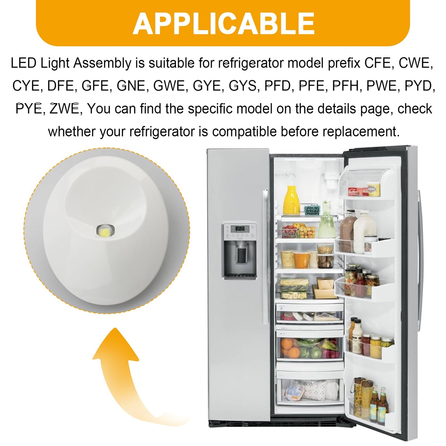 Aulpq Refrigerator LED Light Assembly for Ge Led Refrigerator Light Bulb Covers Assembly WR55X11132-2025 New Up (1 Pcs)