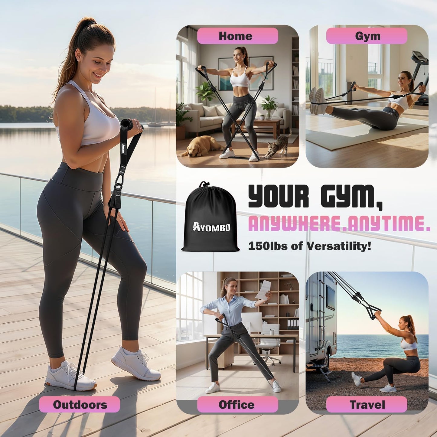 Skiennix Resistance Bands - 5 Level Exercise Bands Set with Handles for Home Gym & Physical Therapy