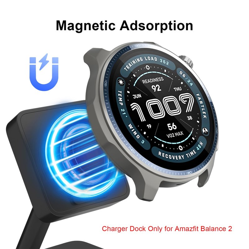 GAMOREK Charging Station for Amazfit Balance 2, Replacement Smart Watch Charger 3.3Ft USB Magnetic Charger Stand