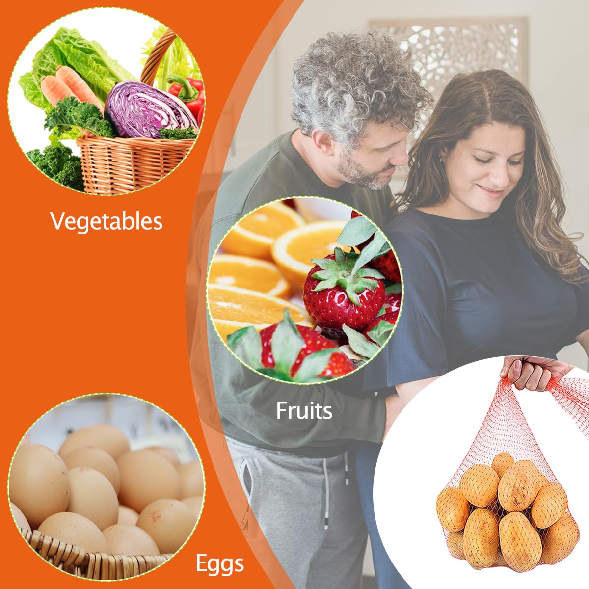 Reusable Produce Bags,Mesh Bag,Produce Bags Seafood Boiling Bags Onions Fresh Bag for Crab Clam Shellfish Crawfish Cooking Fruit Vegetable Produce Packaging Supplies 100pcs