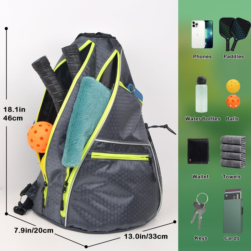 yuboo Pickleball Bag - Large Capacity Sling Backpack for Paddles & Gear, Adjustable & Lightweight for Men/Women - Court, Travel & Training