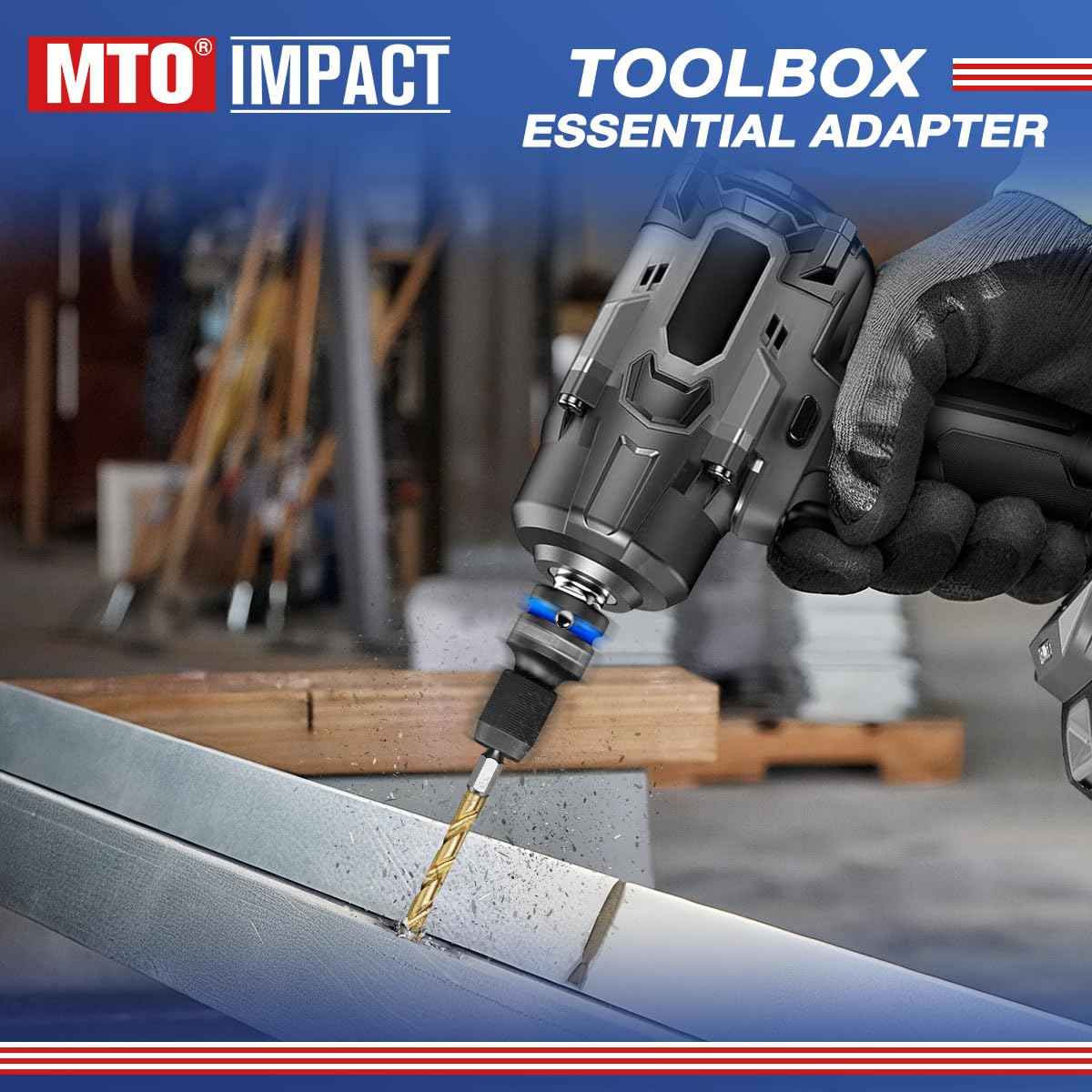 MTO 1/2 3/8 1/4-Inch Square Drive to 1/4-Inch Hex Socket Adapter, 3PCS Quick Release Impact Bit Holder, for Impact Wrench Ratchet, CR-MO