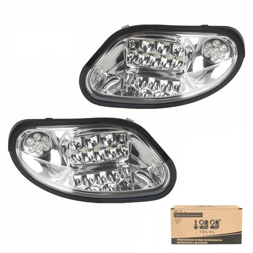 10L0L Golf Cart Headlights for EZGO TXT/T48 (2014-Up) - Driver & Passenger Side Replacement, 12V Bright Headlights Direct Fit Gas/Electric Models