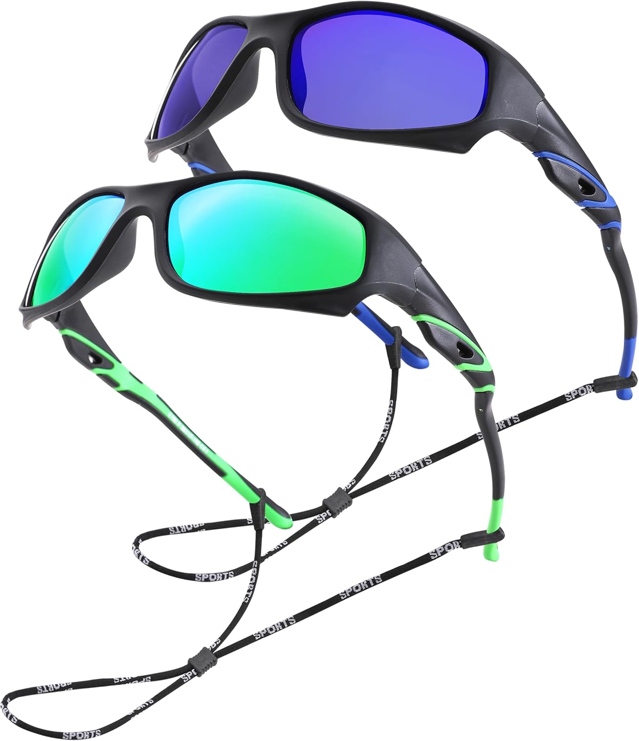 NULOOQ Kids Baseball Sunglasses - Unbreakable Polarized Sports Glasses for Ages 4-12