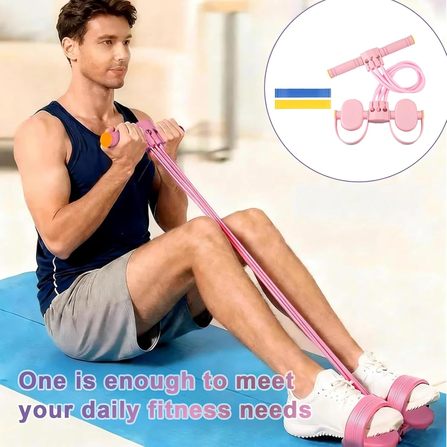 Pedal Resistance Band - Upgrade 6-Tube Detachable Yoga Bands for Full Body Stretching & Shaping